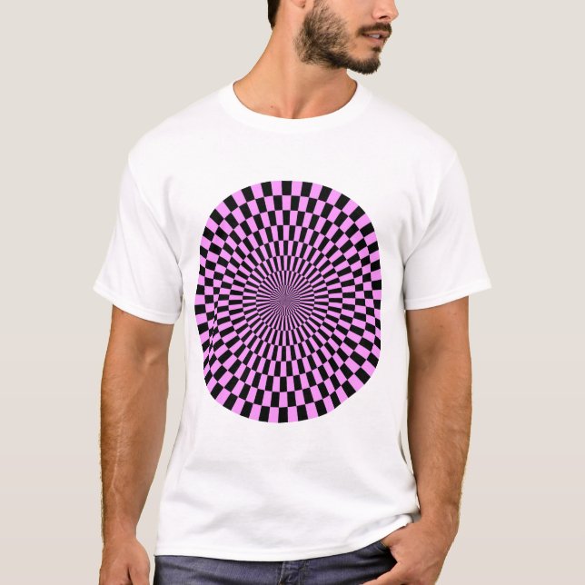 Camiseta Rueda de Op Art - Violeta Ligera y Negro (Anverso)