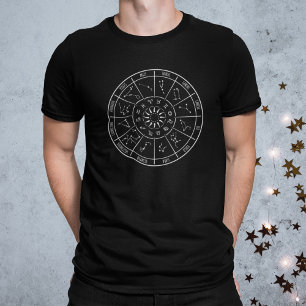 Camiseta Rueda del calendario zodiaco Símbolos astrológic
