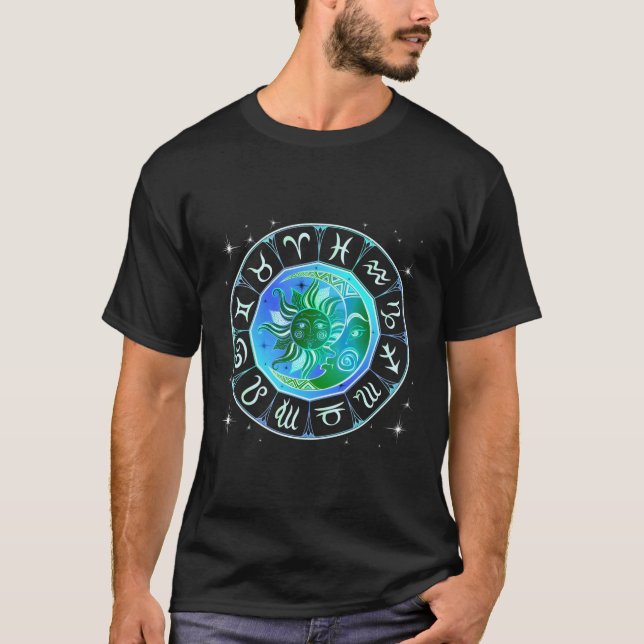 Camiseta Rueda del horóscopo de los Rótulos zodiacos Astrol (Anverso)