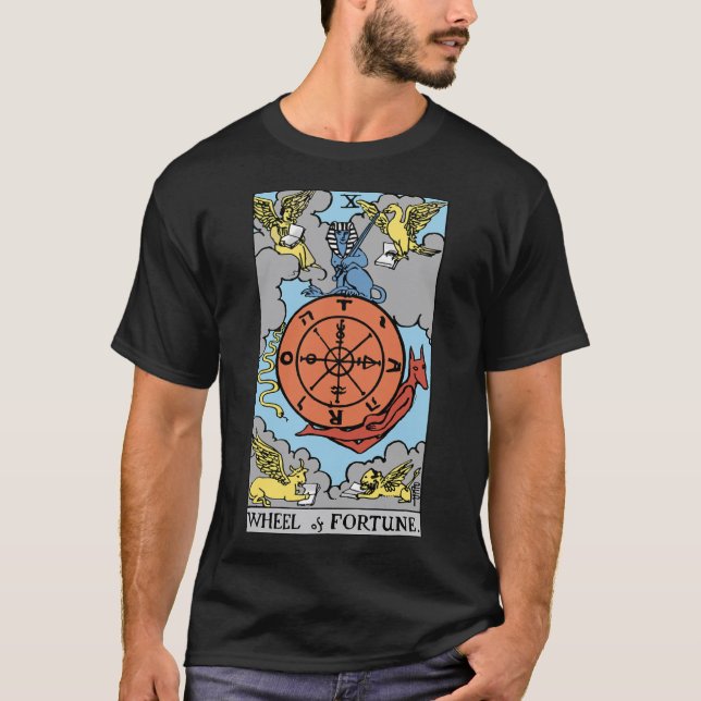 Camiseta Rueda del viajero de la tarjeta Tarot de la fortun (Anverso)