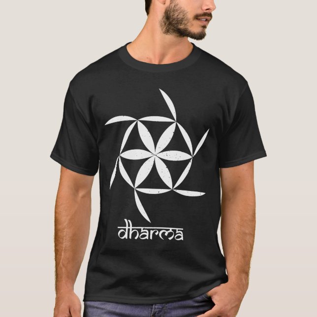 Camiseta Rueda Quotdharmaquot Estilo Yoga India Sánscrito M (Anverso)