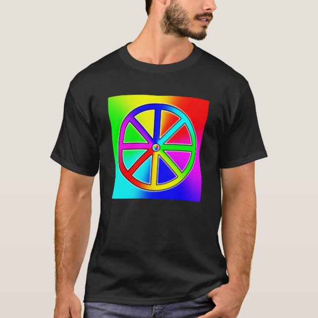 Camiseta Rueda Rainbow Dharma - Budista (Anverso)