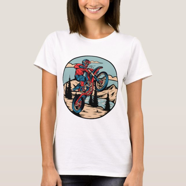 Camiseta Rueda Retro Dirt Biker - Suciedad de Motocross vin (Anverso)