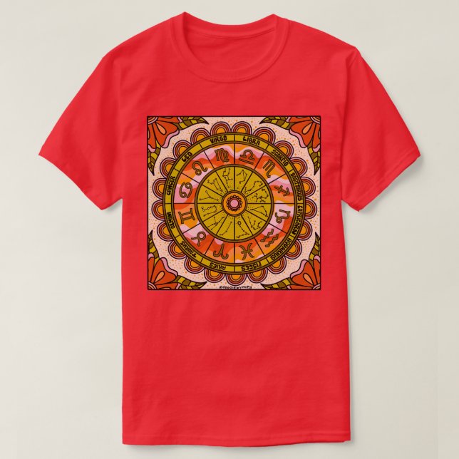 Camiseta Rueda retro zodiac (Diseño del anverso)