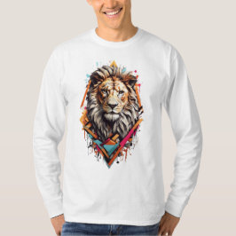 Camiseta Rueda Urbana: Diseño de Leones de Graffiti Geométr