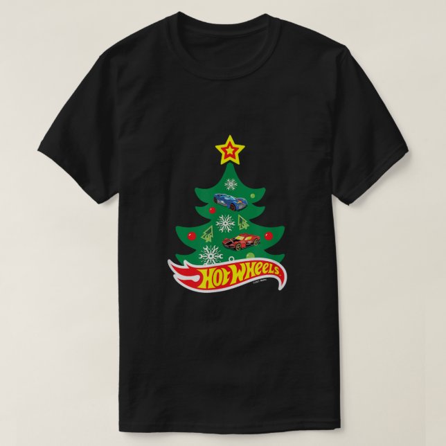 Camiseta Ruedas calientes Árbol de Navidad de Ruedas calien (Diseño del anverso)