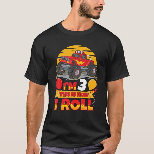 Camiseta Ruedas calientes Cumpleaños Tengo 3 Años así es co (Anverso)