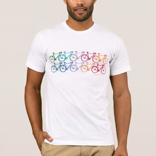 Camiseta Ruedas de ruedas coloridas bicicletas blancas (Anverso)