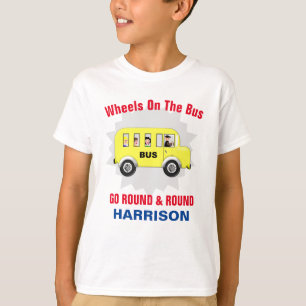 Camiseta Ruedas En El Autobús Los Niños Cutan Personaliza