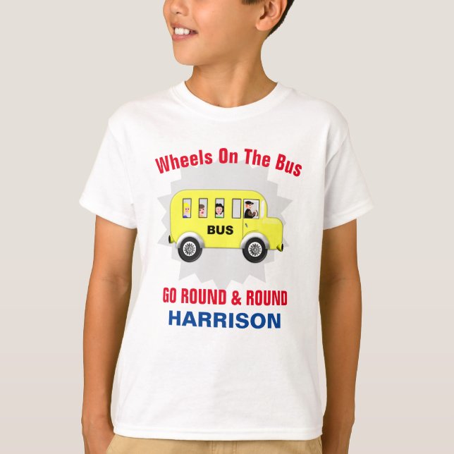 Camiseta Ruedas En El Autobús Los Niños Cutan Personalizado (Anverso)