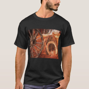 Camiseta Ruedas rusticas de vagón herradura estilo occident