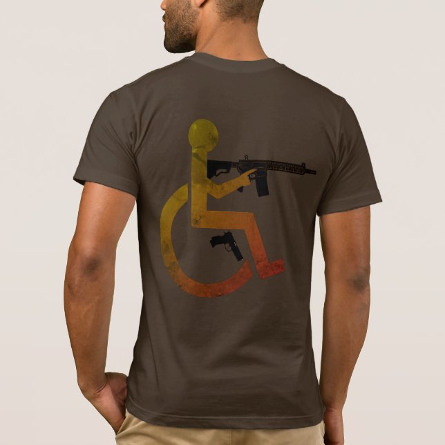 Camiseta Ruedas y armas - sin círculo, multifabricadas en E (Reverso)