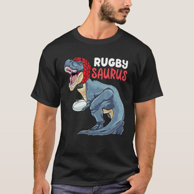 Camiseta Rugby Dinosaur Rex Rugby Saurus Sports Rugby Play (Anverso)