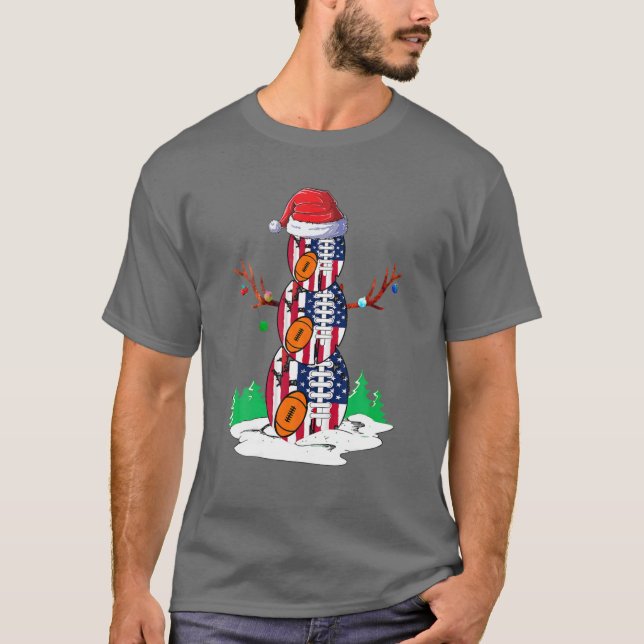 Camiseta Rugby Estadounidense Snowman balls Navidades Pajam (Anverso)