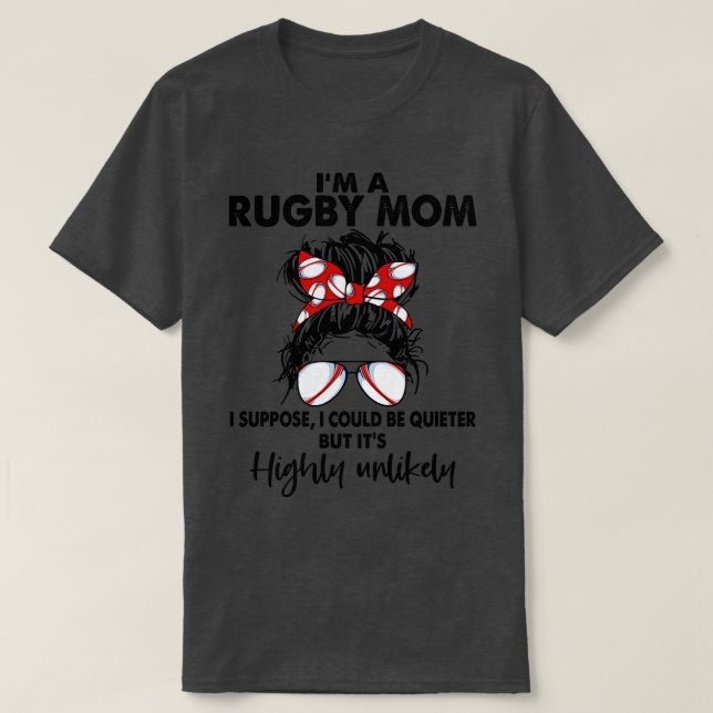 Camiseta Rugby Mom Messy Bun Hair diseño Funny Sport Lover (Diseño del anverso)