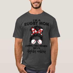 Camiseta Rugby Mom Messy Bun Hair diseño Funny Sport Lover