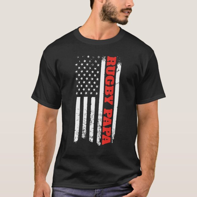 Camiseta Rugby Papa americano Bandera Día de los Hombres (Anverso)