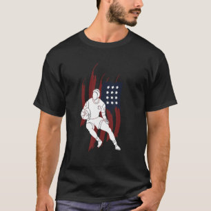 Camiseta Rugby Silhouette Us Flag Rugby Player