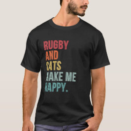 Camiseta Rugby Y Gatos Me Hacen Feliz