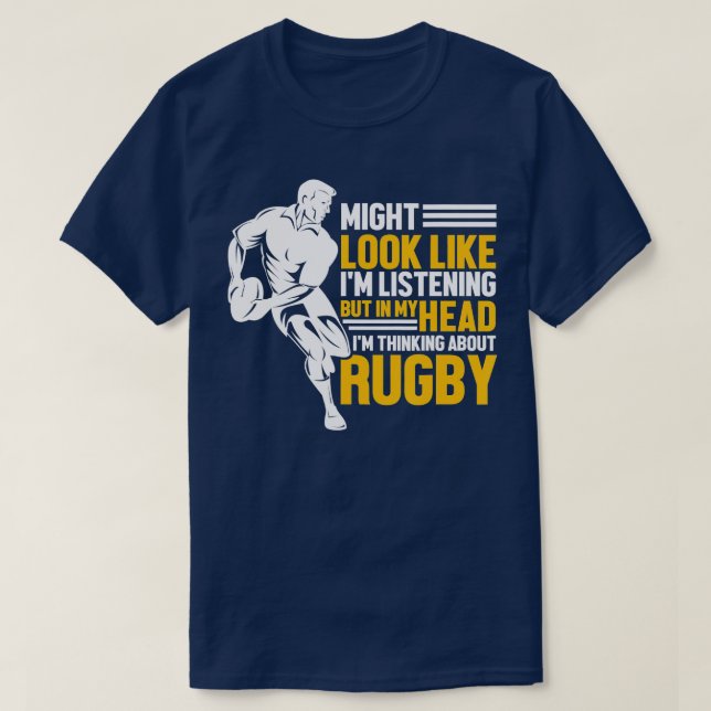 Camiseta Rugbys divertida de Rugby Deportes Estoy pensando  (Diseño del anverso)