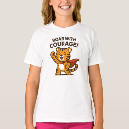 Camiseta Ruge con valentía Diseño de Tigre Naranja Lindo