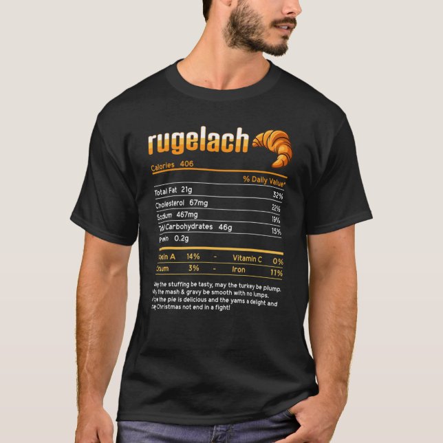 Camiseta Rugelach Nutrition Facts Thankending Family Match (Anverso)