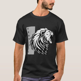 Camiseta Rugido de León sin Miedo - Motivacional Blanco y N