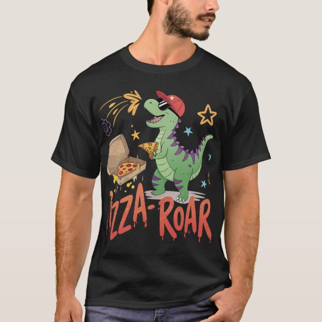 Camiseta rugido de pizza para el personalizado de dinasour (Anverso)