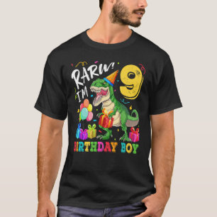 Camiseta Rugido soy el chico del cumpleaños 9 Dinosaurio Re