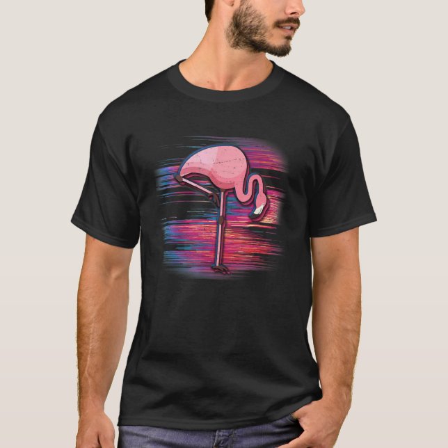 Camiseta Ruido brillante Flamingo Vaporwave (Anverso)