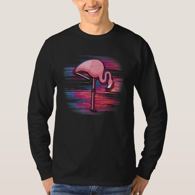 Camiseta Ruido brillante Flamingo Vaporwave (Anverso)