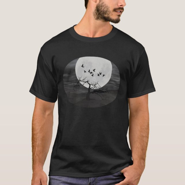 Camiseta Ruidos espeluznantes volando contra la luna llena (Anverso)