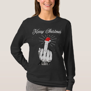 Camiseta Ruidosa Feliz Navidad en mitad del Finger navideña
