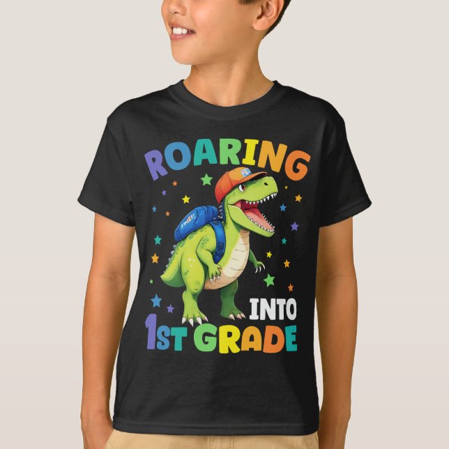 Camiseta Ruidosos Dinosaurios de 1er grado Rex de vuelta a  (Anverso)