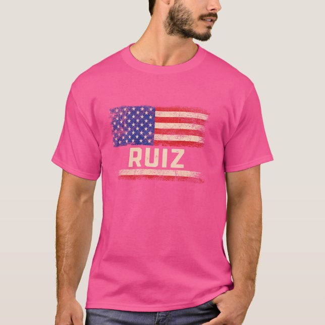 Camiseta Ruiz Apellido Shirt Ruiz Nombre Bandera Americana (Anverso)