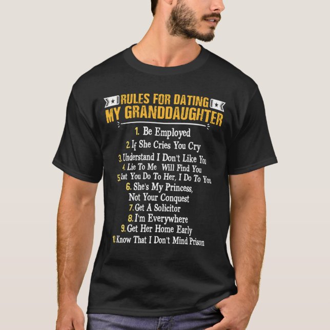 Camiseta Rules For Dating My Granddaughter Fun Family (Anverso)