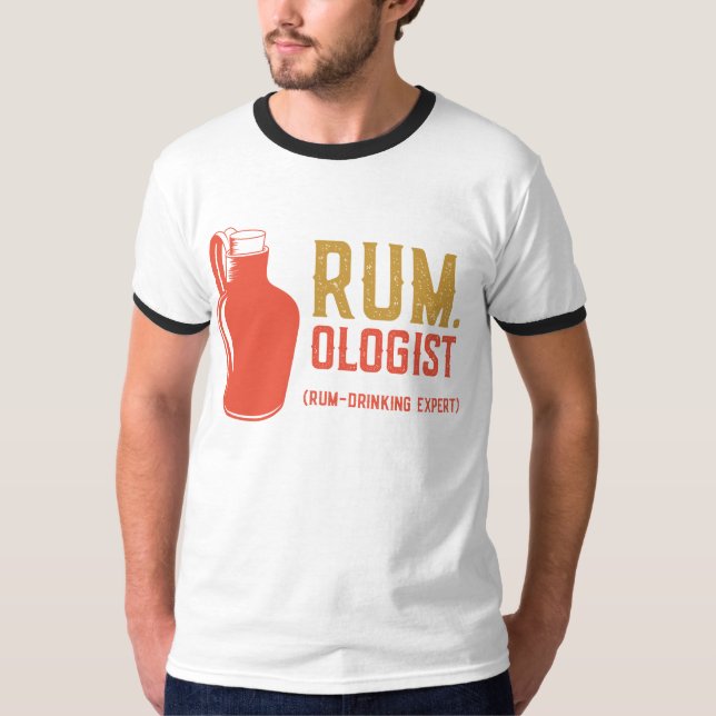 Camiseta Rum ólogo amante del vino Ringer Básico de los hom (Anverso)