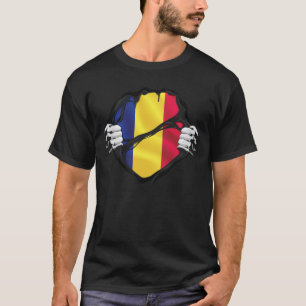 Camiseta Rumania Bandera de las raíces puras negro