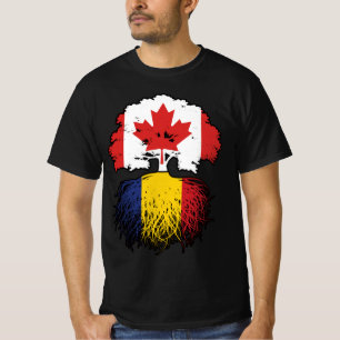 Camiseta Rumania Bandera de raíces de árbol canadiense ruma