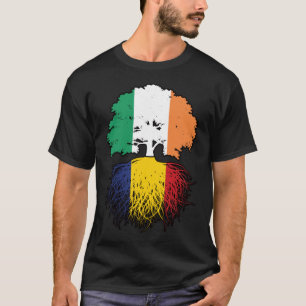 Camiseta Rumania Bandera de raíces de árboles irlandeses ru