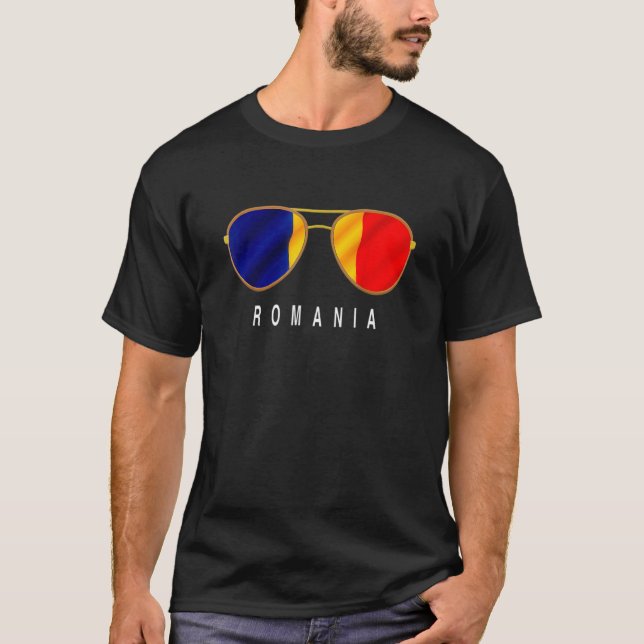 Camiseta Rumania Gafas de sol Rumania Bandera rumana (Anverso)
