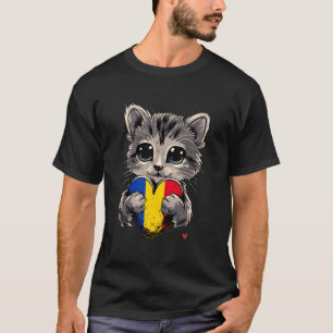 Camiseta Rumania Gato Lindo Corazón Bandera Rumana Raíz Rum