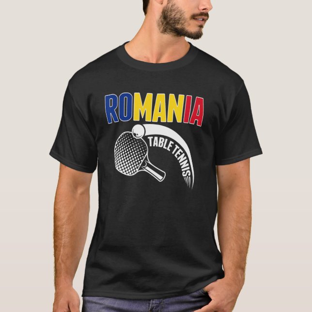 Camiseta Rumania Mesa de Tenis Apoya al Ping Pong T rumano (Anverso)
