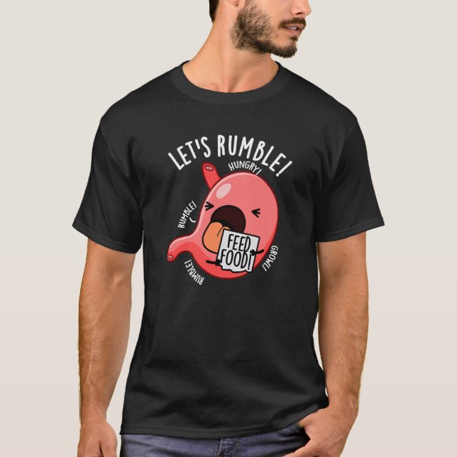 Camiseta Rumble gracioso Stomach Pun Dark BG (Anverso)