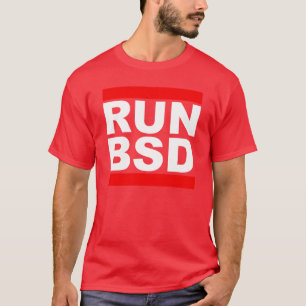 Camiseta RUN BSD Guay WhiteRed Design para Unix Hackers Sys