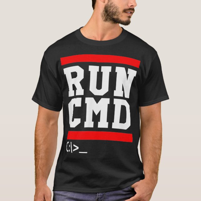 Camiseta RUN CMD Console Command Prompt Sysadmin (Anverso)