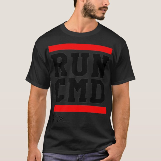 Camiseta RUN CMD Console Command Prompt Sysadmin Premium (Anverso)