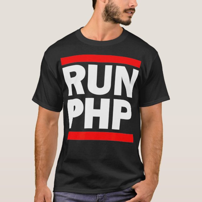 Camiseta RUN PHP - for Web Developers Comp Sci Hackathon  (Anverso)