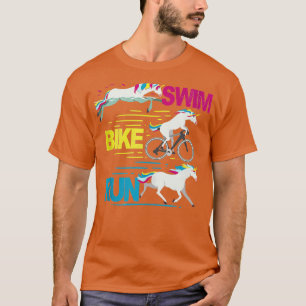Camiseta Run Swim Bike Unicorn Funny Triathlete Triathlon