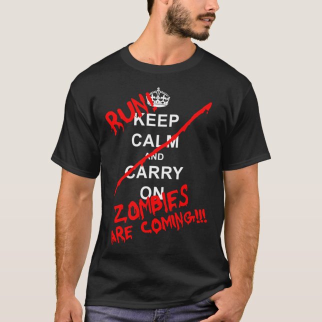 Camiseta RUN ZOMBIES ARE COMING retro funny (Anverso)